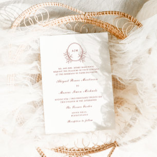 Elegant Terracotta Monogram QR UAwg Wedding Einladung