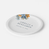 Elegant Terracotta Orange Navy Blauer Rost Hochzei Pappteller (Schrägansicht)