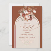 Elegant Terracotta Pampas Grass Boho Brautparty Einladung (Vorderseite)