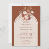 Elegant Terracotta Pampas Grass Boho Wedding Einladung (Vorderseite)