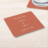 Elegant Terracotta Save the Date Rechteckiger Pappuntersetzer (angewinkelt)