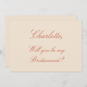 Elegant Terracotta Script Bridesmaid Vorschlag Einladung (Vorne/Hinten)