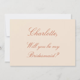 Elegant Terracotta Script Bridesmaid Vorschlag Einladung