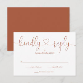 Elegant Terracotta Script Herzlich Willkommen Antw RSVP Karte