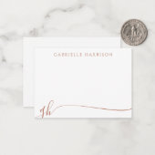 Elegant Terracotta Script Monogram Initials Mitteilungskarte (Vorderseite/Rückseite Beispiel)