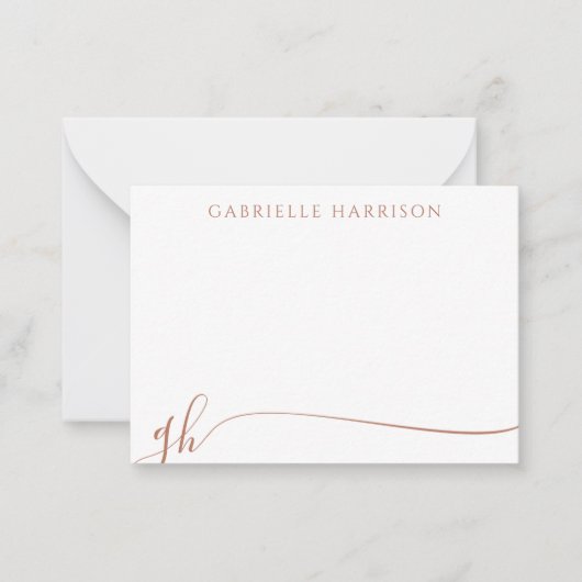 Elegant Terracotta Script Monogram Initials Mitteilungskarte (Vorderseite)