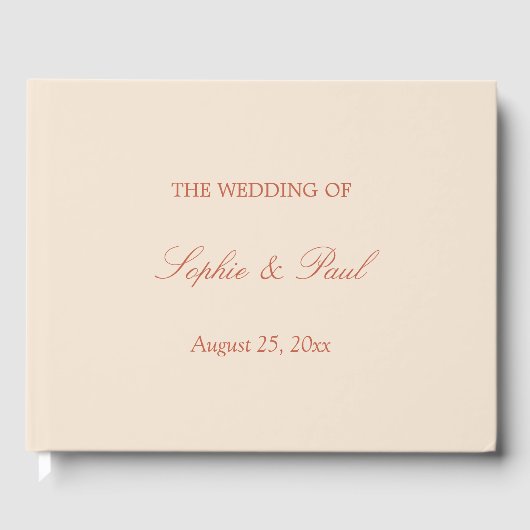 Elegant Terracotta Script Wedding Guest Book Gästebuch (Vorderseite)