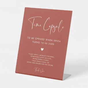Elegant Terracotta Time Kapsel 1. Geburtstag Zeich Sockelschild