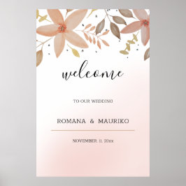 Elegant Terracotta Wasserfarbe Blütenfarben Handge Poster