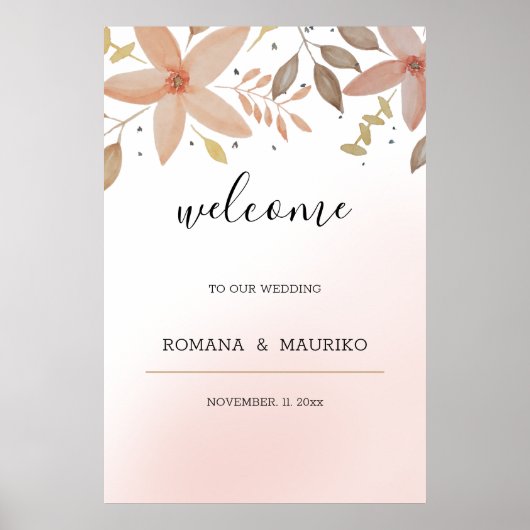 Elegant Terracotta Wasserfarbe Blütenfarben Handge Poster (Vorne)