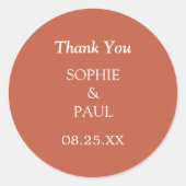 Elegant Terracotta Wedding Dankeschön Sticker (Vorderseite)
