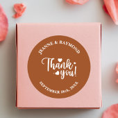 Elegant Terracotta Wedding Script Vielen Dank Runder Aufkleber