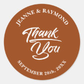 Elegant Terracotta Wedding Vielen Dank Runder Aufkleber (Vorderseite)