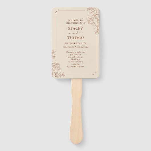 Elegant Terracotta Whimsical Wedding Set of Fans Fächer (Vorderseite)