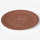 Elegant Terracotta Whimsical Wedding Sticker Pappteller (Schrägansicht)