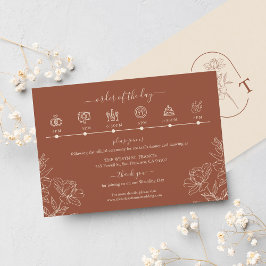 Elegant Terracotta Whimsical Wedding Timeline Begleitkarte