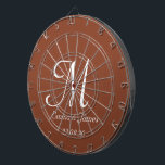 Elegant Terracotta & White Monogram Initial Name Dartscheibe<br><div class="desc">Elegantes Terracotta und White Monogram,  Initial Name Custom Dart Board</div>
