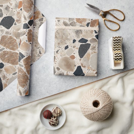 Elegant Terrazzo Textured Wrapping Paper Roll Geschenkpapier (Kunsthandwerk)