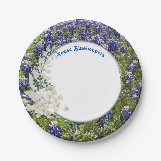 Elegant Texas Bluebonnet Wildblume Paper Plate Pappteller (Vorderseite)