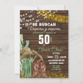 Elegant Texas Cactus Wood Adult Mexikanischer Gebu Einladung (Vorderseite)