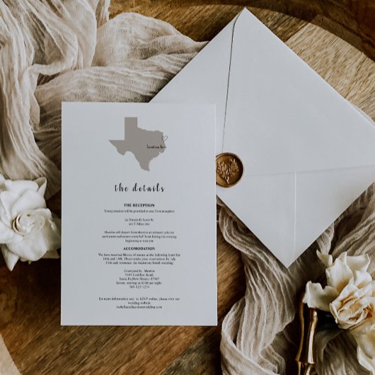 ELEGANT TEXAS Wedding Invitation Details Einladung