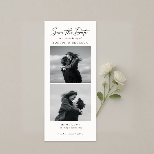 Elegant Text and Photo Stripe | Bookmark Wedding Save The Date