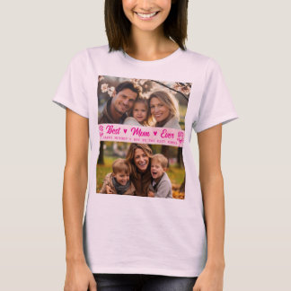 Elegant Text Photo Mother's Day Watercolor Pink T-Shirt