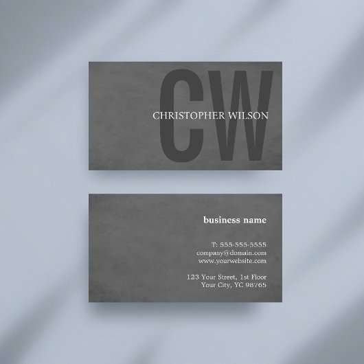 Elegant Texture Gray Monogram Consultant Visitenkarte