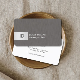 Elegant Texture Gray Silver Monogram Attorney Visitenkarte