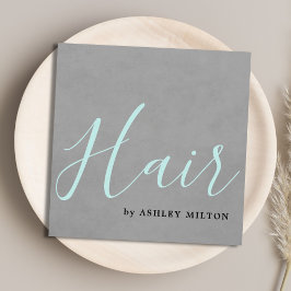 Elegant Texture Gray Türkis Typografie Hair Quadratische Visitenkarte