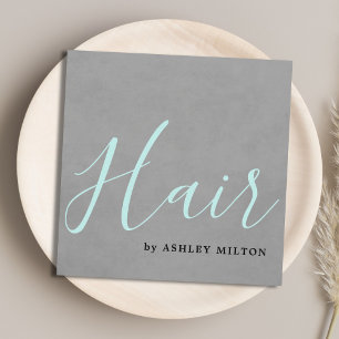 Elegant Texture Gray Türkis Typografie Hair Quadratische Visitenkarte