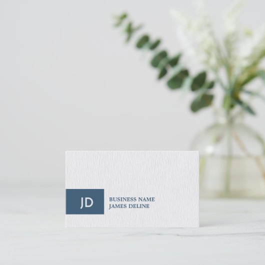 Elegant Texture White Blue Monogram Attorney Visitenkarte (Stehend Vorderseite)