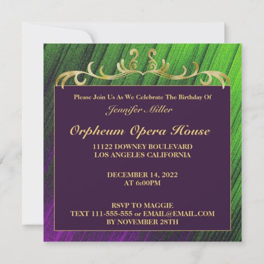 Elegant Textured Birthday Einladung (Rückseite)