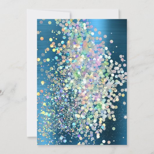 ELEGANT TEXTURED BLUE HOLOGRAPHIC PASTEL WEDING EINLADUNG (Rückseite)