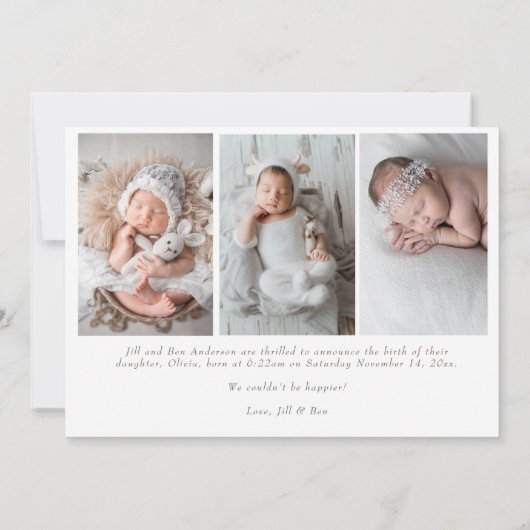 Elegant Thank Baby Photos Modern Calligraphy Birth Ankündigung (Rückseite)