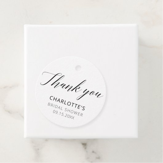 Elegant Thank You Calligraphy Bridal Shower Geschenkanhänger (Beispiel)