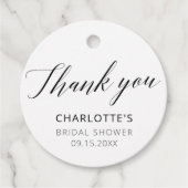 Elegant Thank You Calligraphy Bridal Shower Geschenkanhänger (Vorderseite)