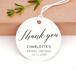 Elegant Thank You Calligraphy Bridal Shower Geschenkanhänger