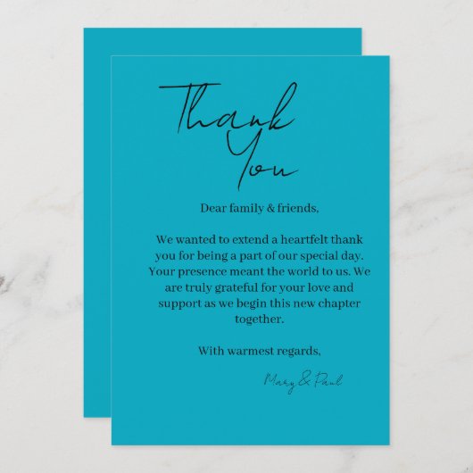 Elegant Thank You Card Dankeskarte (Vorne/Hinten)