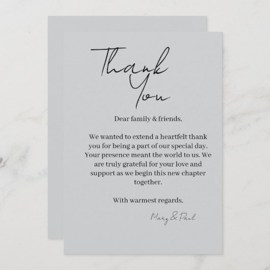 Elegant Thank You Card Dankeskarte (Vorne/Hinten)