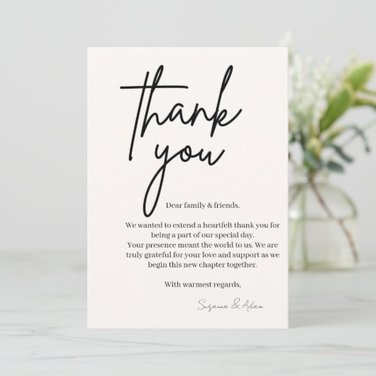 elegant thank you card dankeskarte (Stehend Vorderseite)