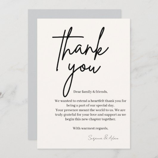 elegant thank you card dankeskarte (Vorne/Hinten)