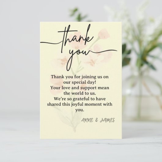 Elegant Thank You Card Dankeskarte (Stehend Vorderseite)