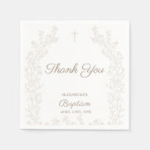 Elegant Thank You Cross Floral Christian Baptism Serviette (Vorderseite)