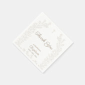 Elegant Thank You Cross Floral Christian Baptism Serviette (Ecke)