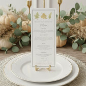 Elegant Thanksgiving Dinner Fall Leaves Menu Menükarte
