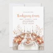 Elegant Thanksgiving Dinner Table Invitation Einladung (Vorderseite)