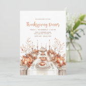 Elegant Thanksgiving Dinner Table Invitation Einladung (Stehend Vorderseite)