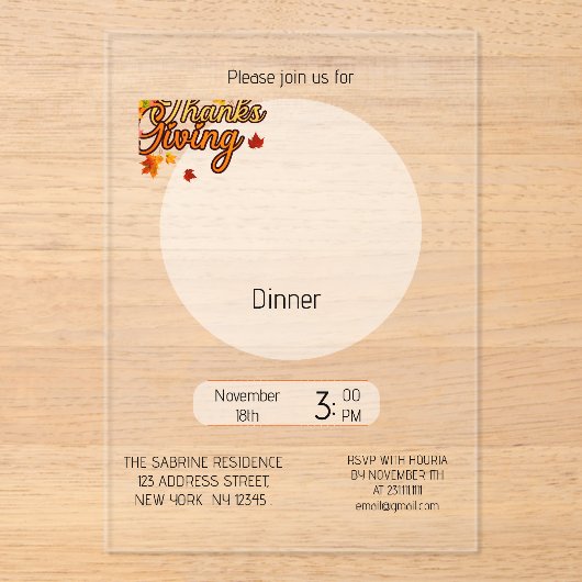 Elegant Thanksgiving foliage autumn fall Acryleinladungen (Vorderseite)