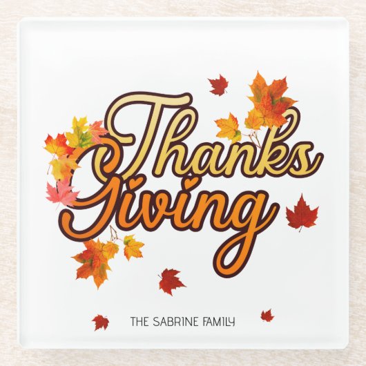 Elegant Thanksgiving foliage autumn fall Glasuntersetzer (Vorderseite)